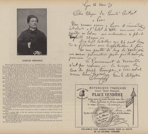 La Comuna de París, Charles Amouroux, Facsímil de un pase para la caída de la Columna Vendome