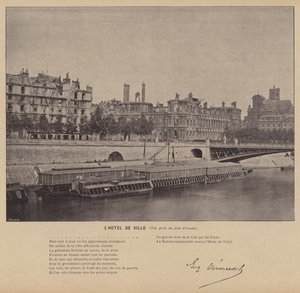 La Comuna de París, El Ayuntamiento, Vista desde el puente de Arcole de French Photographer