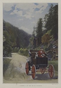 Mademoiselle Yahne en su coche Cleveland en Plombières-les-Bains, Francia de French Photographer