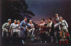 Encuentro del Ejército Rojo y el Batallón del Monte Taichan, escena de un oratorio que glorifica a Mao y la Larga Marcha escenificada en Francia en 1971