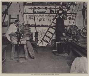 Taller de montaje en la fábrica de porcelana de Sèvres, Francia de French Photographer