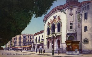 Teatro Municipal, Túnez, Túnez (foto coloreada)
