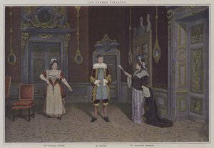 Escena de una producción de Las mujeres sabias, de Molière