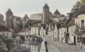 Semur, Vista tomada desde la orilla d del Armancon de French Photographer