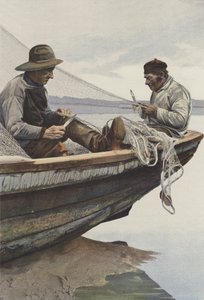 En La Canche, Pescadores remendando sus redes de French Photographer