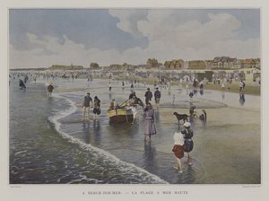 La playa en marea alta, Berck-sur-Mer, Francia (foto en color)