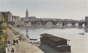 Toulouse, Pont-Neuf y Iglesia N D, de la Dalbade, Vista río abajo, tomada en la orilla derecha del Garona