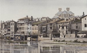 Verdun, Ábside de la Catedral, Vista tomada desde la orilla derecha del Mosa