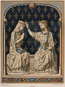 Coronación de la Virgen del siglo XIV, marfil del Louvre, ilustración del Dictionnaire de l