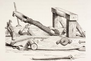 Mangonel del siglo XV, de Les Arts au Moyen Age, publicado en 1873 de French School
