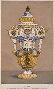 Fuente de loza del siglo XVIII con el escudo de armas de Montmorency Luxembourg, fabricada en Rouen, ilustración del Dictionnaire de l
