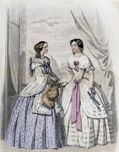 2 mujeres a la moda - en “Journal des Demoiselles” 1852 de French School