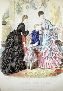 2 mujeres y 2 niños: Moda - en "Album de la Mode illustrée" de French School