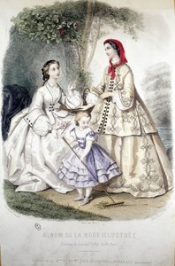 2 mujeres y una niña: Moda - en “Album de la Mode illustrée” de French School