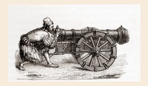 Un cañón alemán de carga por la recámara del siglo XVI, de Les Merveilles de la Science, publicado c.1870 (grabado) de French School