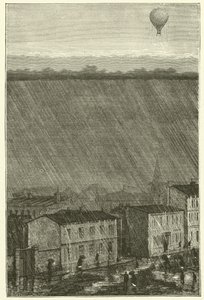 Un globo sobre la lluvia de French School