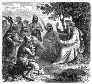 Un Bardo recitando a los Nórdicos, c.1882
