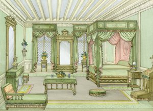 Interior de un dormitorio en estilo Enrique II de French School