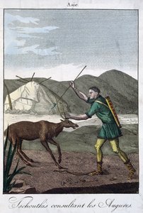 Un chamán chukchi consultando el oráculo, 1811 de French School