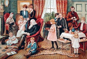Una familia tomando té, c.1900