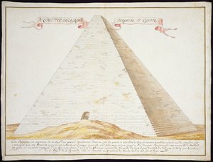 Vista en perspectiva de una pirámide en Egipto, c.1700 de French School