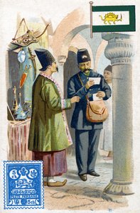 Un cartero en Persia entregando correo, finales del siglo XIX
