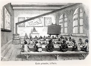 Una escuela primaria en París, del Almanach du Magasin Pittoresque, 1975 de French School