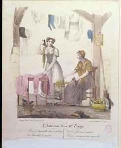 Una habitación en el sexto piso, grabado por Montoux y Cheyere, 1830