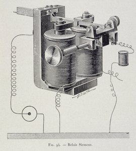 Un relé de Siemens - en “A través de la electricidad” por G. Davy de French School