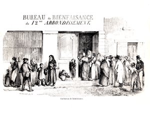 Una oficina de bienestar en el 12º distrito de París, c. 1870