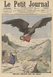 Un niño llevado por un águila en los Alpes italianos de French School