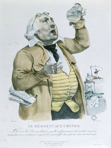 Un médico examinando orina de French School