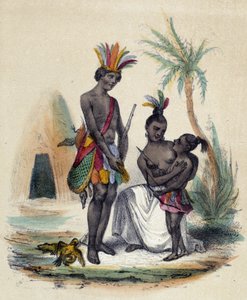 Una familia de indios canadienses frente a sus tipis; ilustración para Canadá, -en “Las doce Naciones” de M.E Fouinet de French School