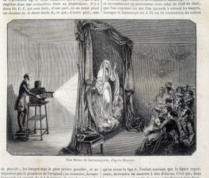 Escena de fantasmagoría por proyección - en "Tienda pintoresca" de French School