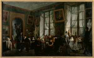 Una clase de dibujo femenino, hacia 1810, hacia 1810 (óleo sobre lienzo) de French School