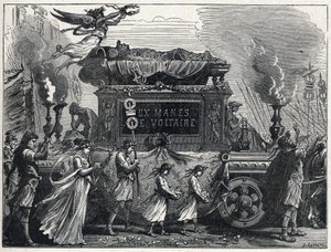 Un carro fúnebre llevando el cuerpo de Voltaire (François Marie Arouet)
