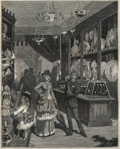 Una tienda de oro en Francia en el siglo XIX. Grabado de 1885 en “Les arts et metiers illustres” por Adolphe BITARD.