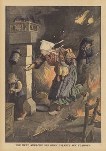 Una madre salvando a sus hijos de un incendio de French School