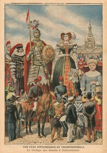 Una fiesta pintoresca y tradicional, la procesión de los Gigantes en Valenciennes, ilustración de 