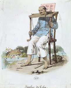 Un prisionero en el Cangue en China, c.1800 de French School
