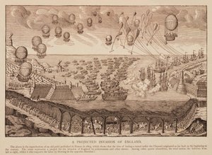 Una invasión proyectada de Inglaterra, reproducción de una impresión francesa de 1803
