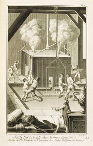 Fundición de un escultor, de la Encyclopedie des Sciences et Metiers de Denis Diderot (1713-84) publicada c.1770 de French School