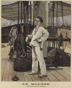 Un joven marinero en la cubierta de un barco de French School