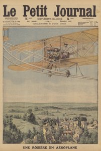 Una joven tomando un vuelo en un avión en Montferrand, Francia de French School
