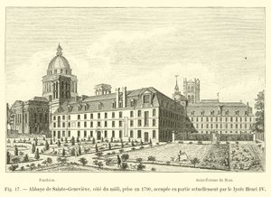 Abadía de Sainte-Genevieve, lado sur, tomada en 1790, actualmente ocupada en parte por el liceo Henri IV de French School