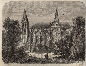 Abadía de Saint-Victor de París, fundada en el siglo XII - grabado en “Histoire de France” por Victor Duruy (1811-1894) - 1882 de French School
