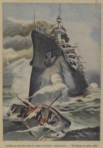 Hundimiento accidental de un barco pesquero por el crucero acorazado francés Almirante Aube durante pruebas de velocidad de French School