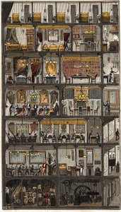 Alojamiento en París - Sección transversal de una casa parisina en 1885 - Sección transversal de una casa en París en 1885. en “La Nature. Revue des sciences et de leurs applications aux arts et à l