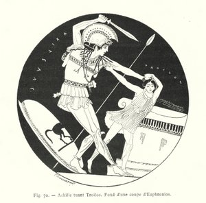 Aquiles matando a Troilo (litografía) de French School