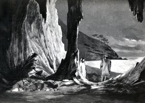 Acto II, Escena 3 de Pelleas et Melisande de Debussy, ilustración en la revista Theatre, junio de 1902 de French School